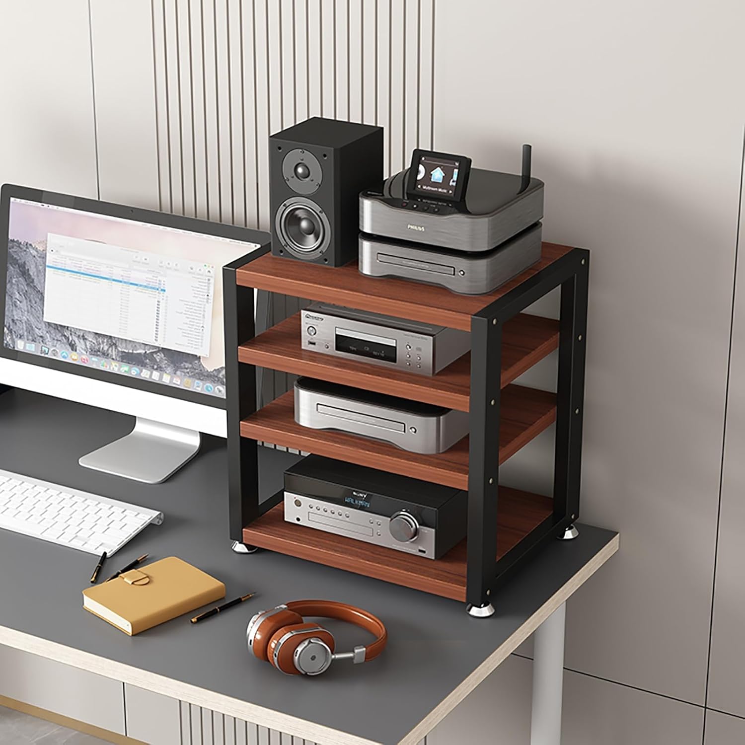 XingLi 3 Tier Audio Rack CD Media Player Stand Audio/Video Component Cabinet Floor-Standing Storage Shelf for Home/Office/Theater- 40x35x48m