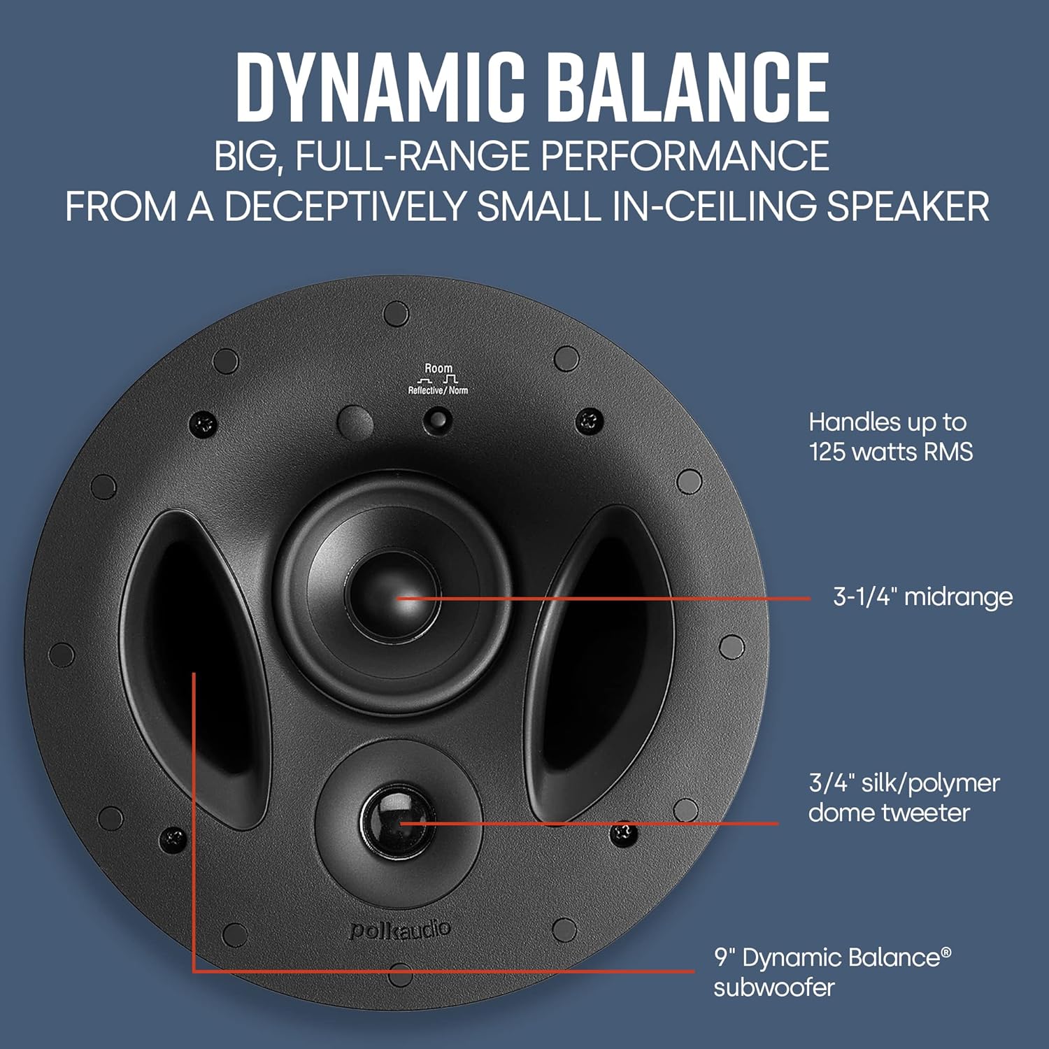 Polk Audio 90-RT 3-Way in-Ceiling Speaker - The Vanishing Series | Perfect for Mains