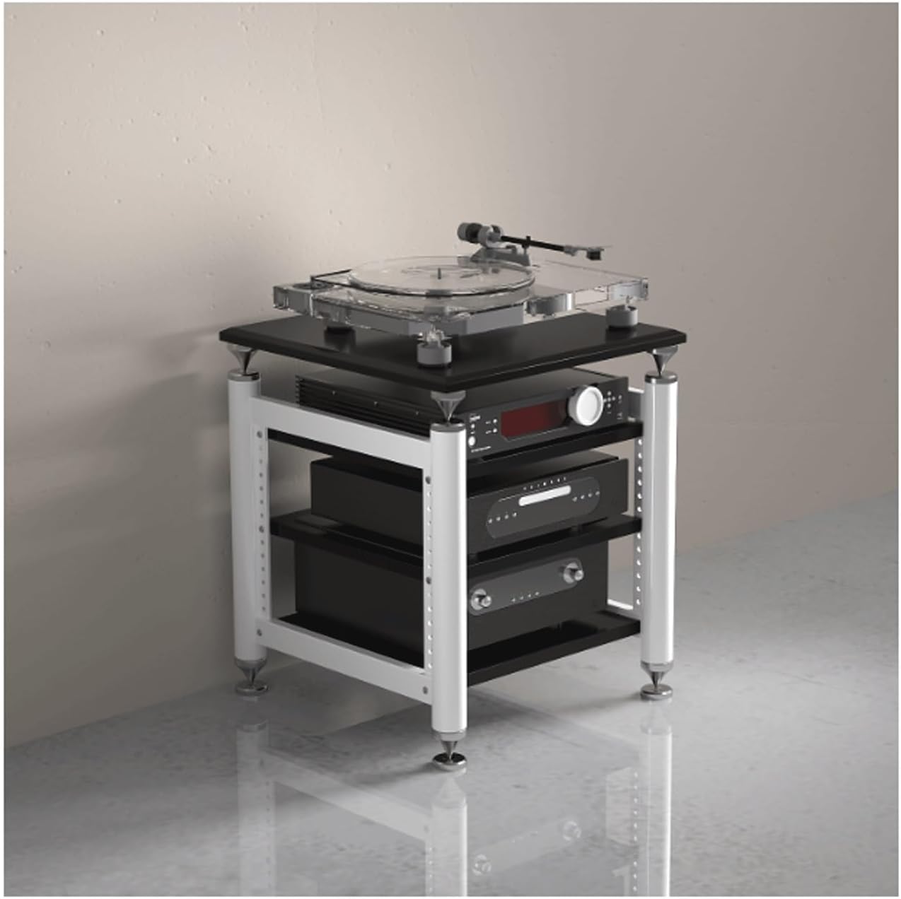 XMFBSY Medios Audio-Video Shelving Media Stand with Adjustable Shelves Audio Rack Tower Stereo Cabinet Entertainment Component HiFi Stand for Living Recording Room Organizer(Black