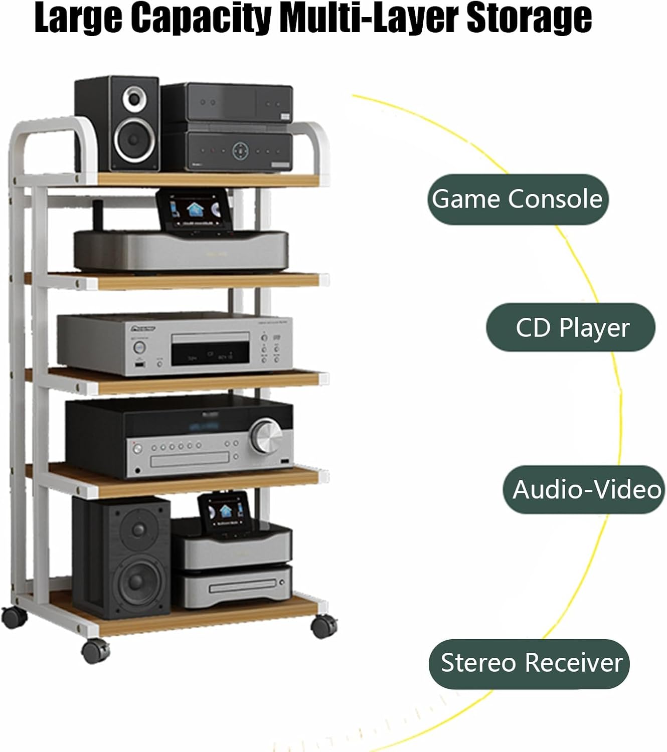 ZOCWJK Av Media Stand 3 4 Tier White