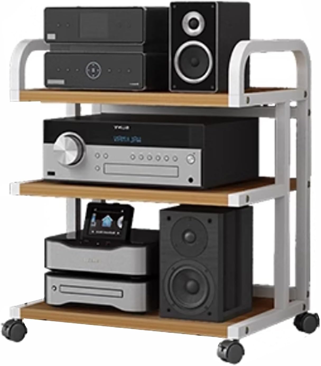 LZMZMQ Rolling Audio Rack Component Cabinet