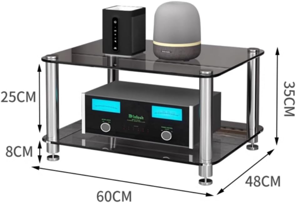 MUGVFVCSQ AV Media Stand Corner Shelf for Home Theater/Game Console Stereo Rack 1 2 3 4 Tier Tempered Glass Audio Rack Tower Storage Cabinet HiFi Rack(Transparent
