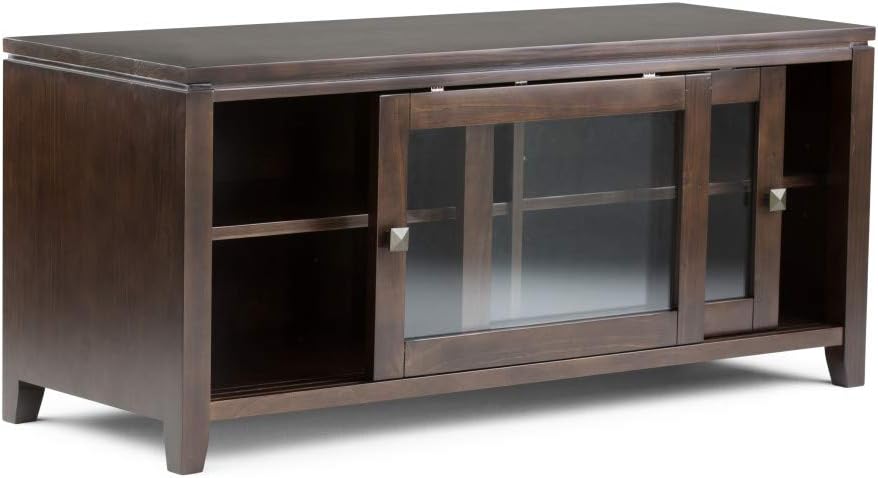 SIMPLIHOME Cosmopolitan TV Stand - 48 inch Wide Solid Wood Media Console in Mahogany Brown