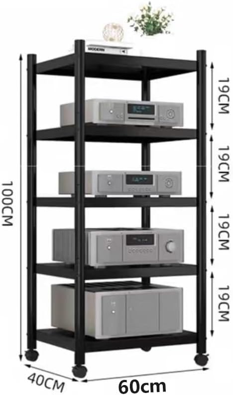 TAJMDGW Adjustable Media Audio Tower Cabinet with Wheels