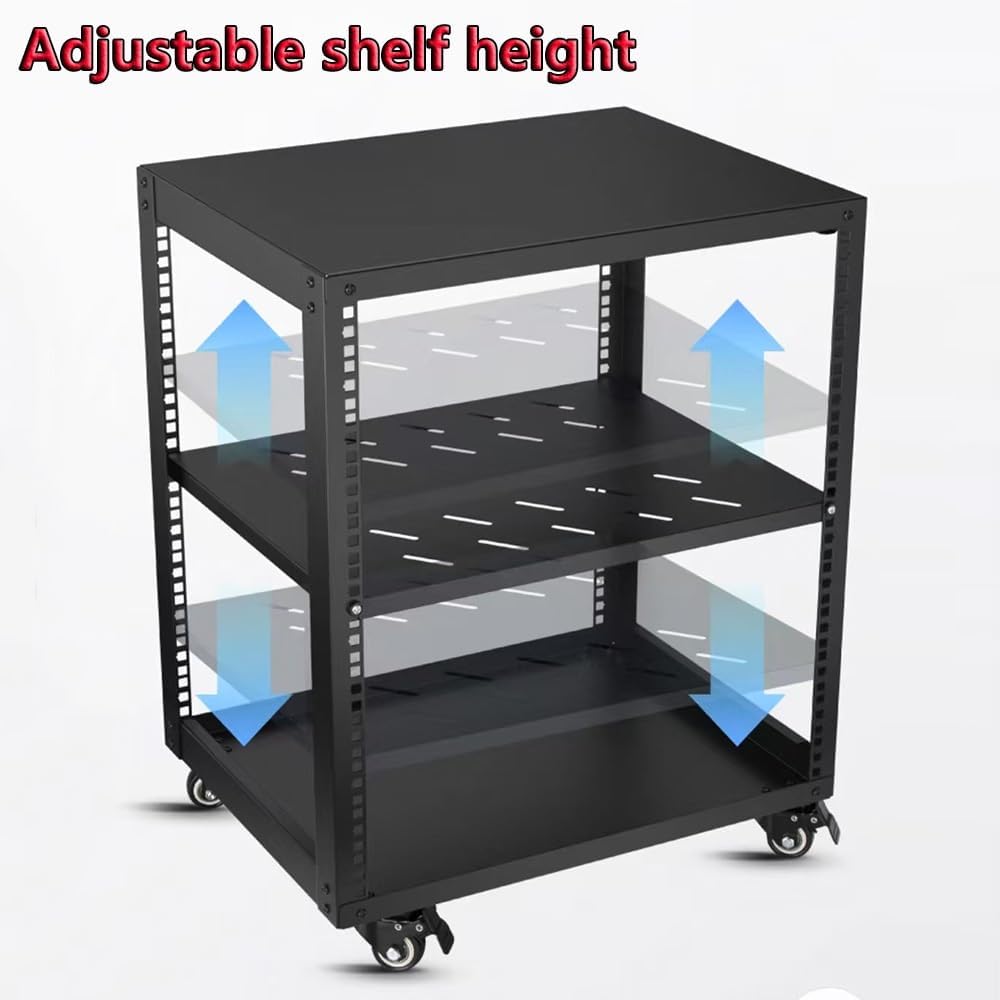 TAJMDGW Heavy Duty HiFi Audio Rack Metal Media Console Storage Cabinet with Wheels