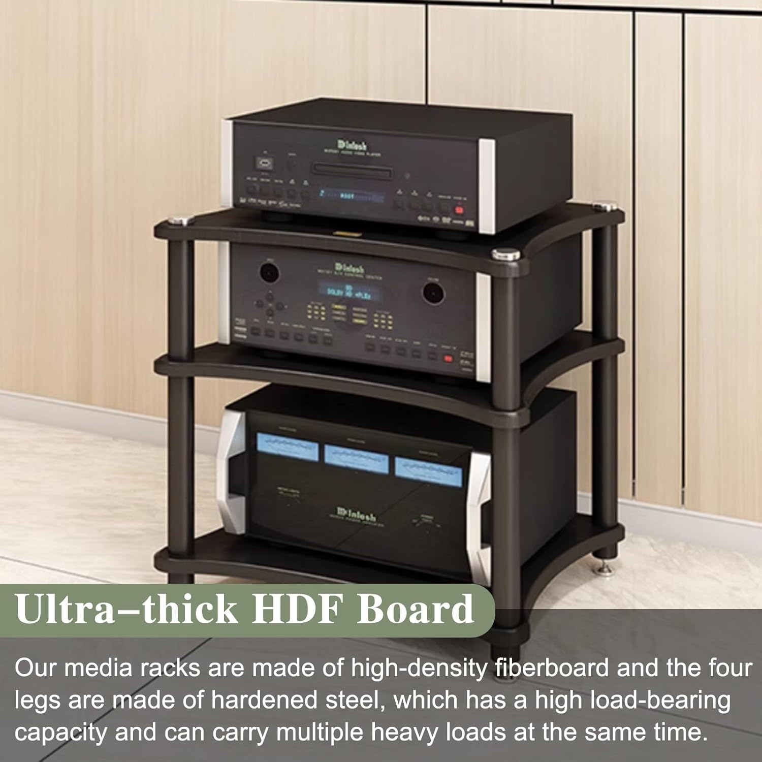 UrbanUp Audio Cabinet Rack 1-4 Tier AV Media Stand with 4 Steel Post
