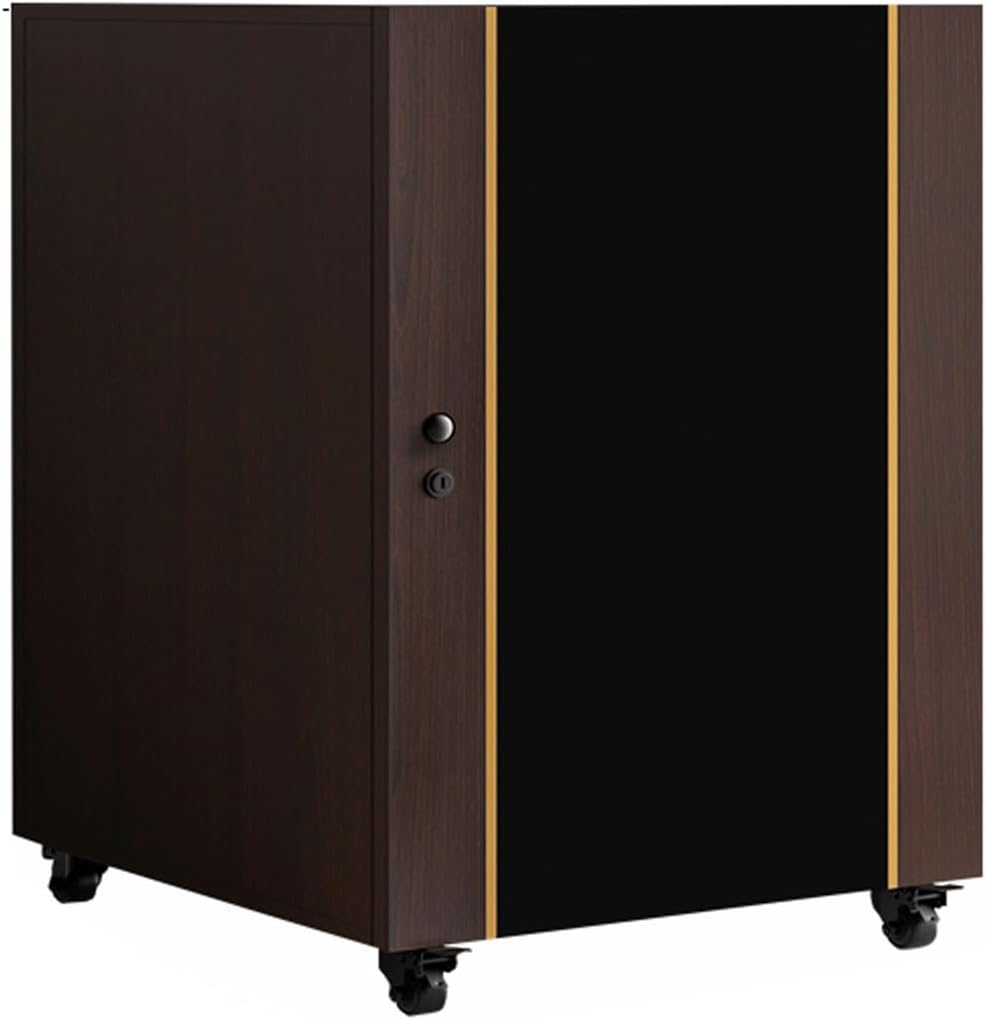 XMFBSY Medios Media Storage Cabinet with Adjustable Shelves and Cable Management Audio Video Media Stand with Wheels AV Cabinet for Recording Room Organizer(Walnut