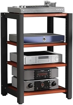 Corner Record Player Stand - TV Media Shelf & Audio Rack for Living Room