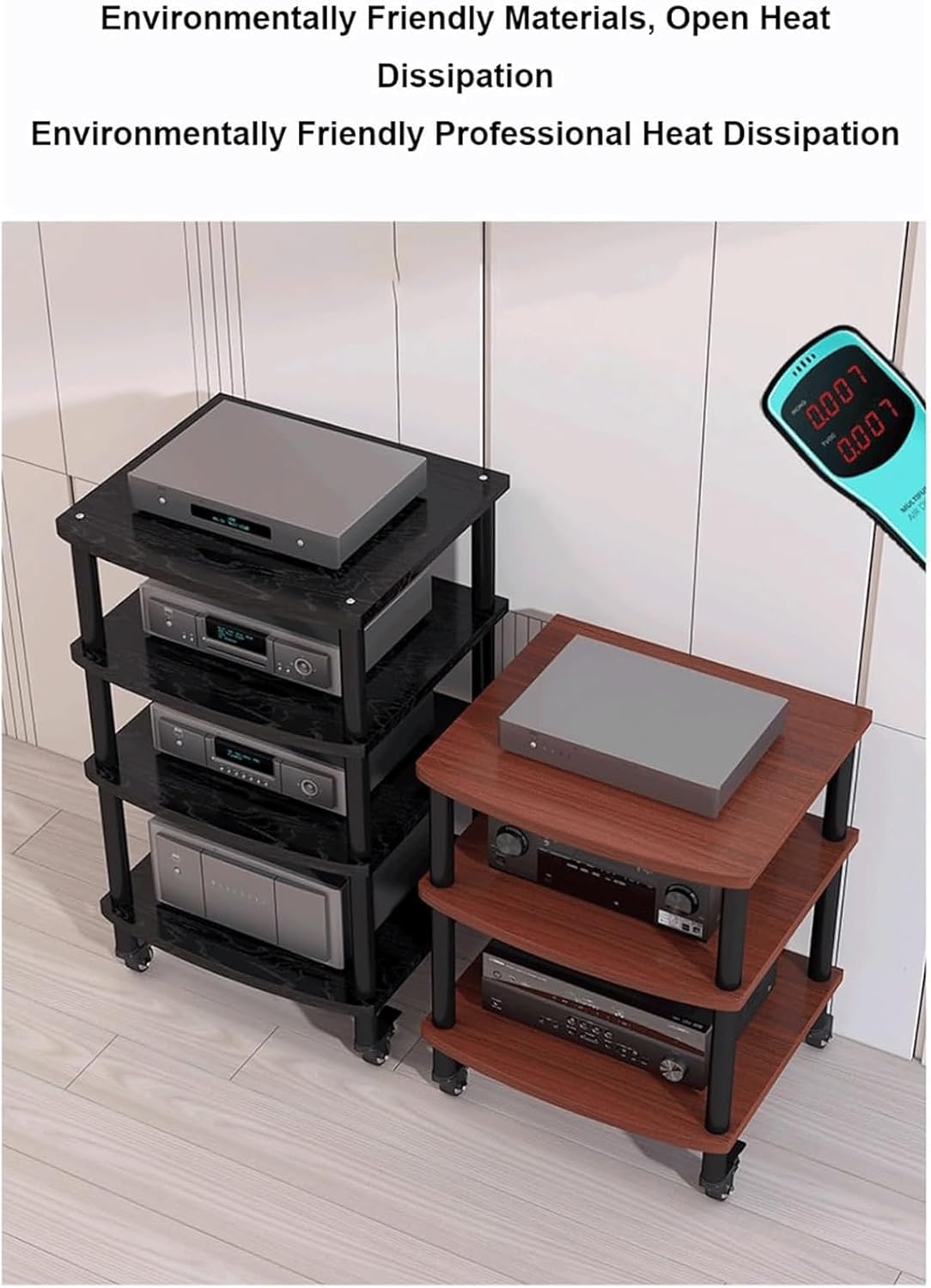 PZEOB AV Media Player Stand Media Stand with Wheels 2/3/4Tier Audio Rack Tower