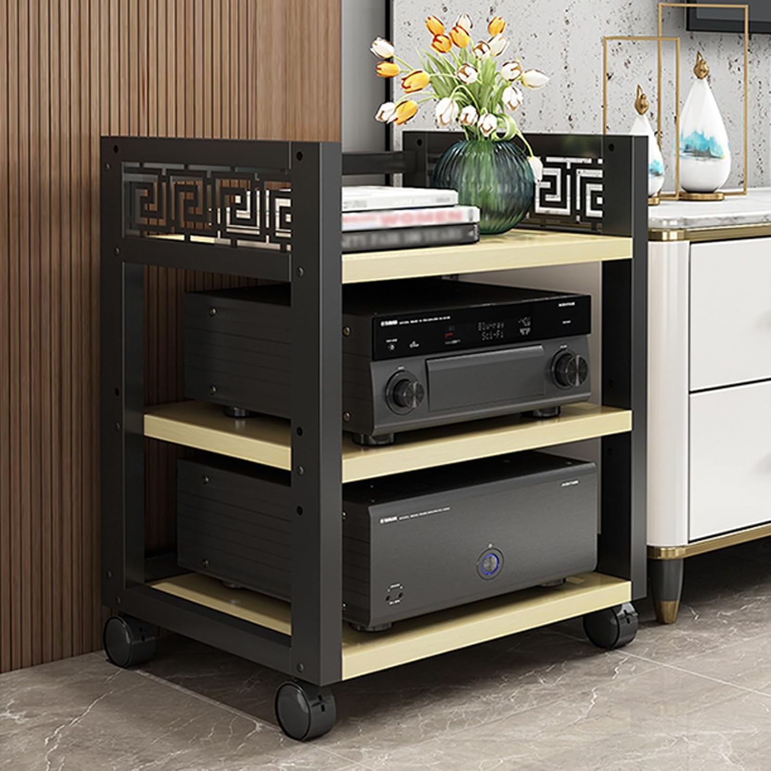 WNYAILLL Modern Audio Video Media Stand with Adjustable Shelves