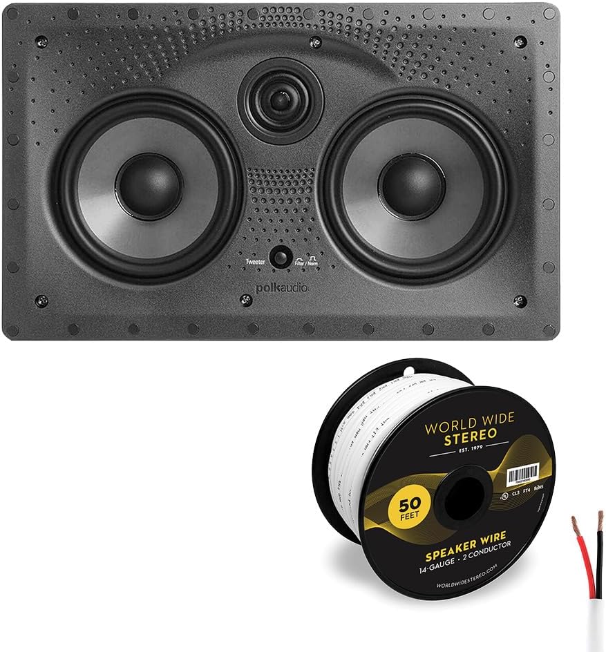 Polk Audio 255c-LS Vanishing in Wall Center Channel Speaker Cable Bundle