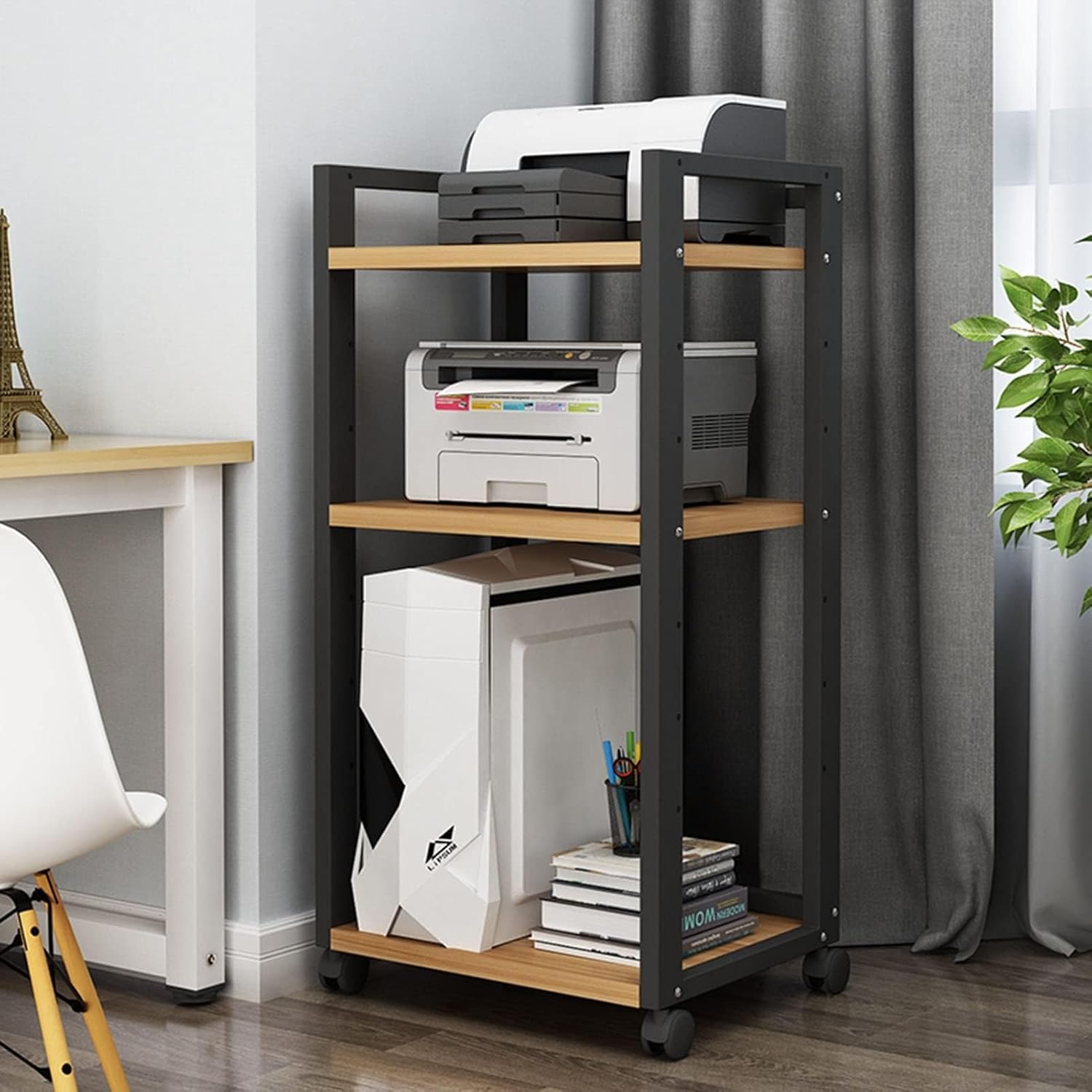 WUHUQN Media Stand AV Media Cabinet Stand Component Cabinet Adjustable Open Storage Rack Stereo Rack