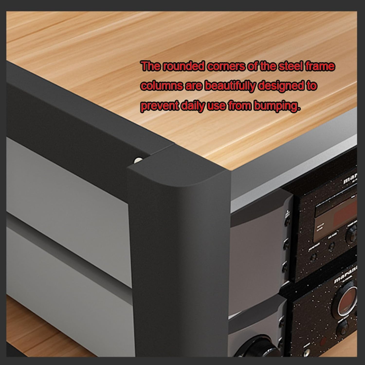 2/3/4/5-Tier AV Media Stand CD Player Stand Audio Tower Hi-Fi Rack Stereo Component Cabinet with Height Adjustable Wooden Shelf for Home/Office/Theater