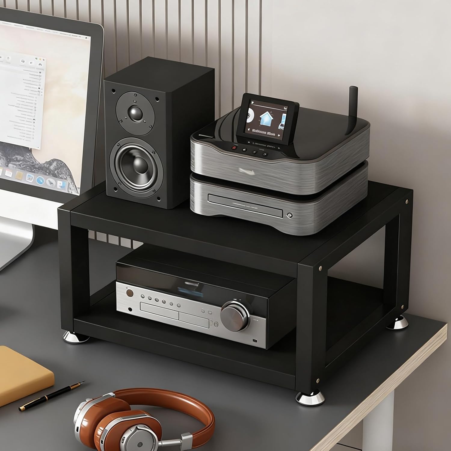 RENLXFI Free Standing Audio Rack 9 14 19 in Tall