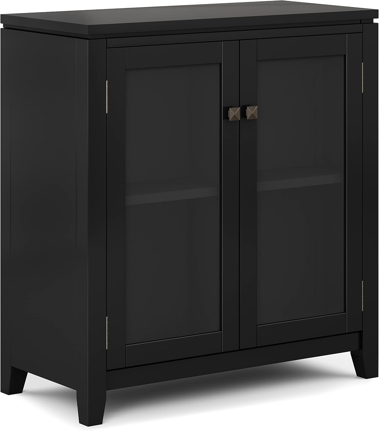 SIMPLIHOME Cosmopolitan Storage Cabinet - 30 inch Wide Solid Wood Low Cabinet in Black