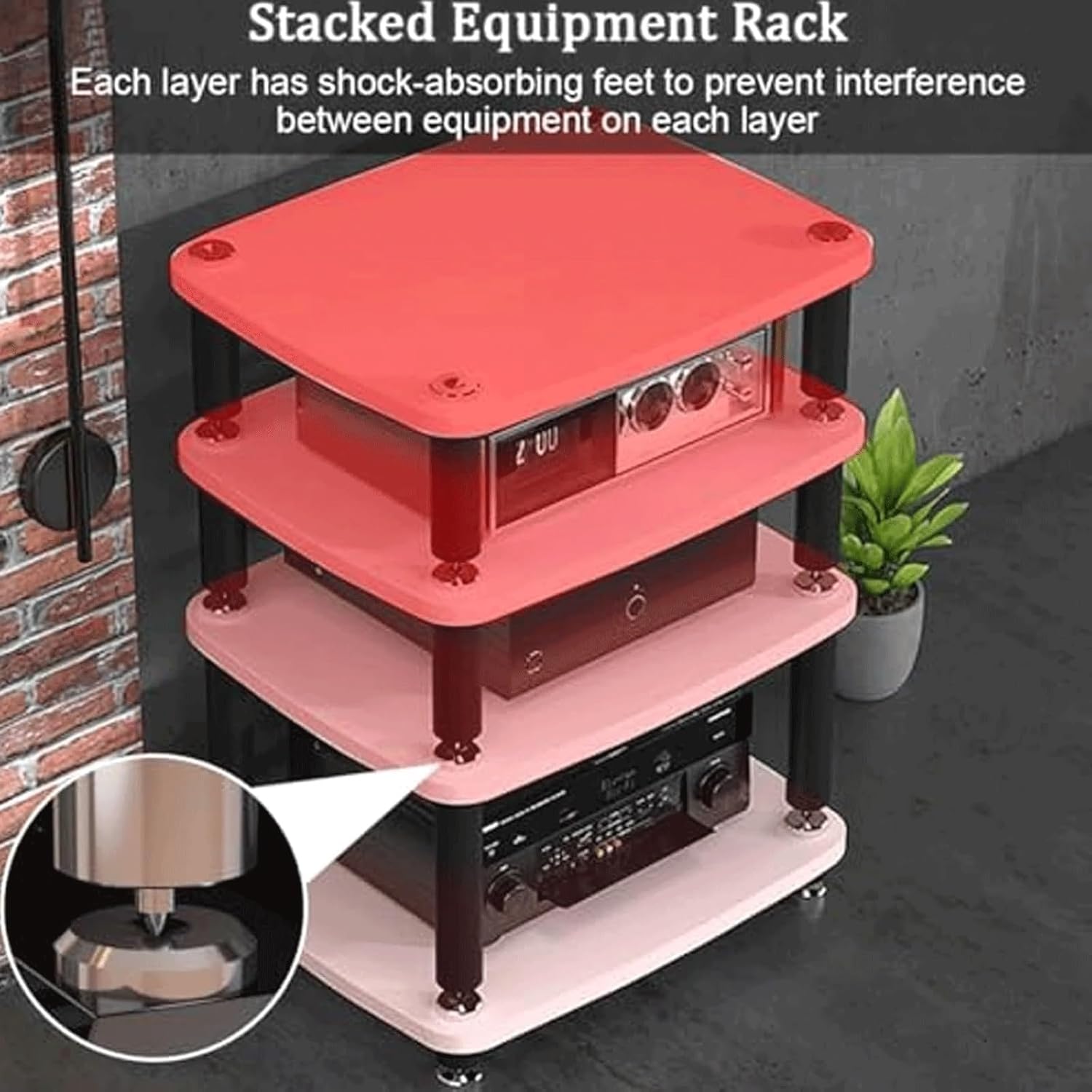 PZEOB Audio Rack Tower CD Player Stand Audio Component Rack