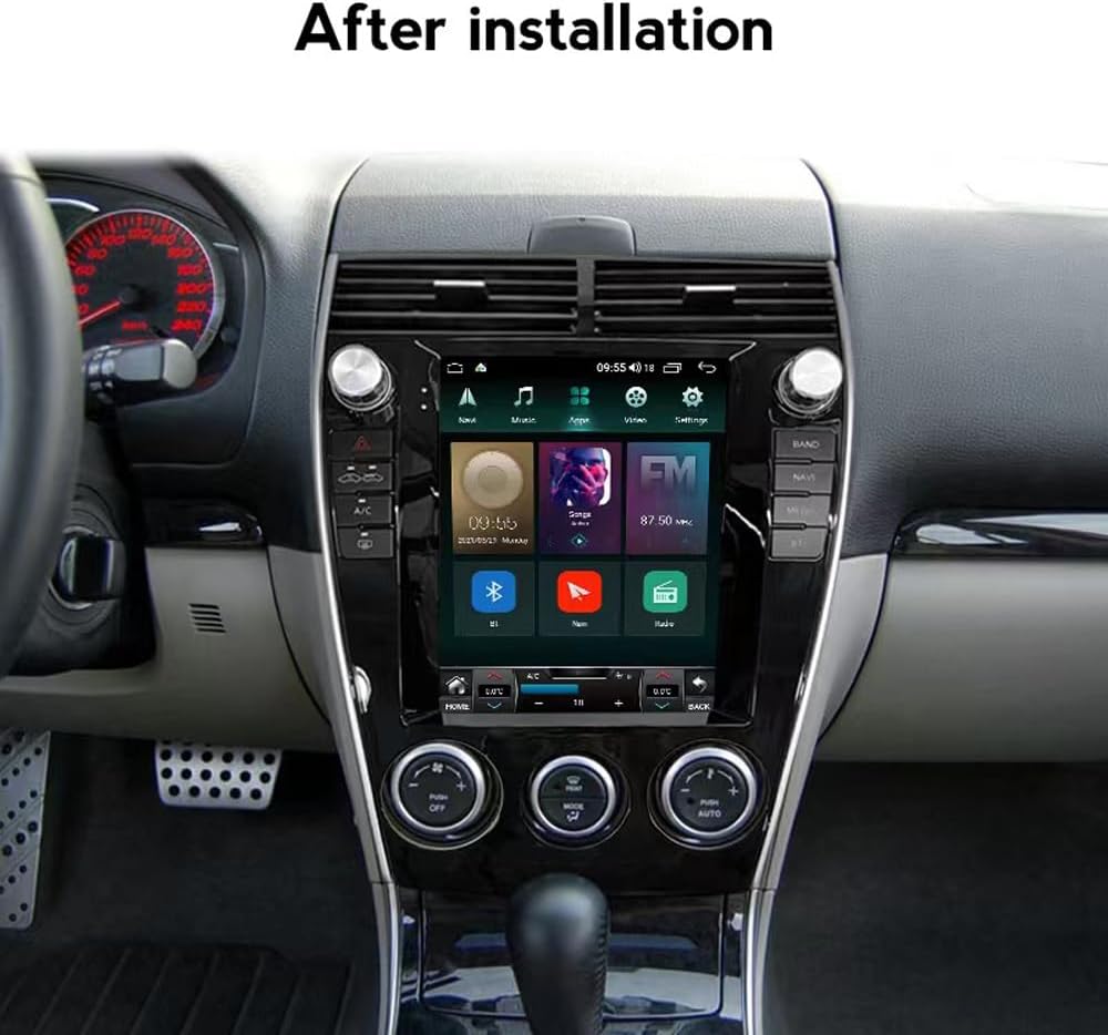 Car Front Side Air Outlet Vent Frame Trim Compatib 9.7 Inch 2din Car Radio Dashboard/Fit for Mazda-6-2004-2015 Stereo Panel