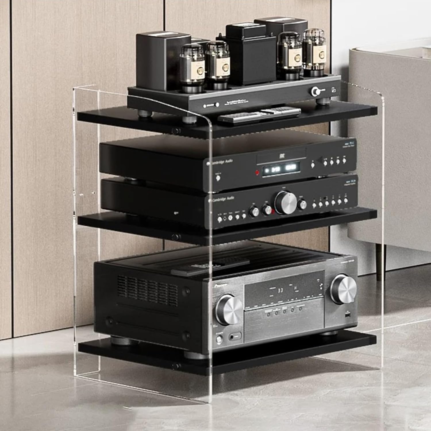 Media Storage Cabinet Audio-Video Media Stand with Adjustable Shelves