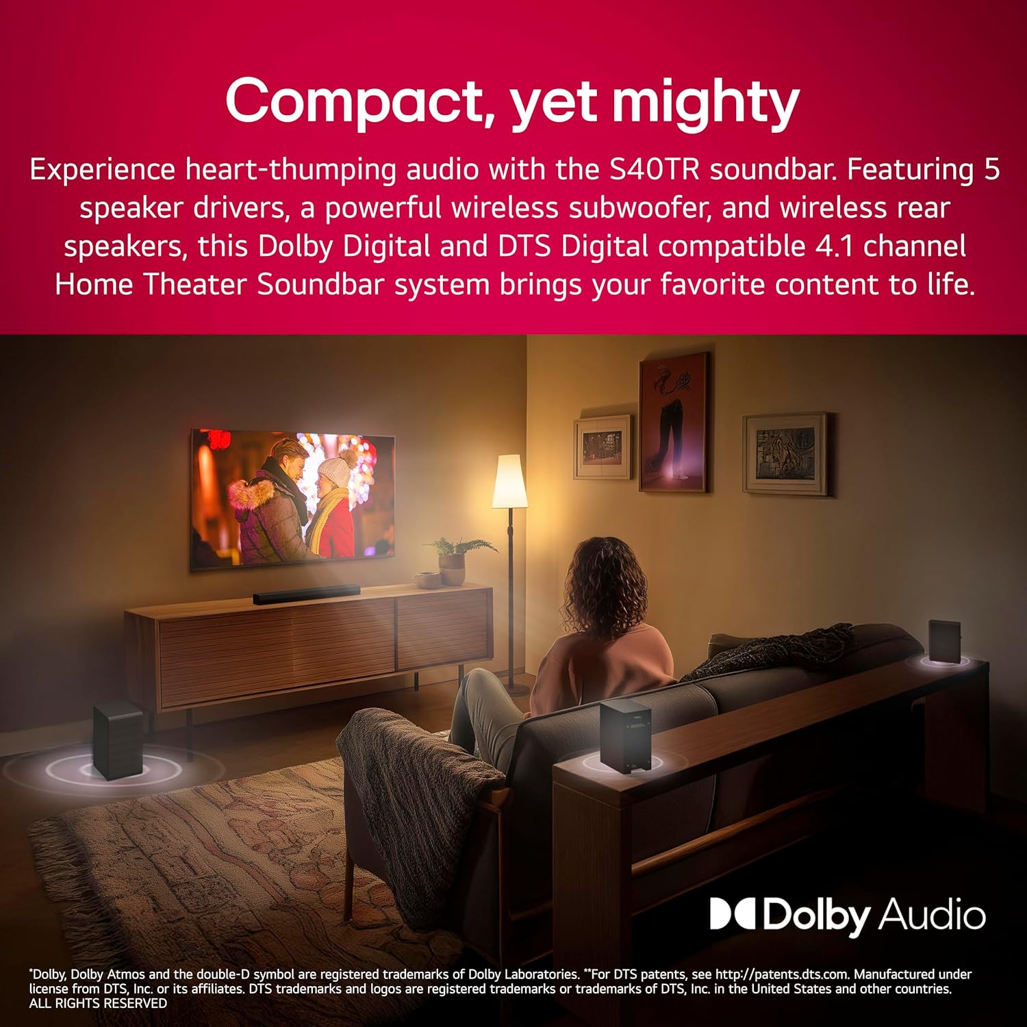 LG S40TR 4.1 ch. Home Theater Soundbar with Rear Surround Speakers and Wireless Subwoofer