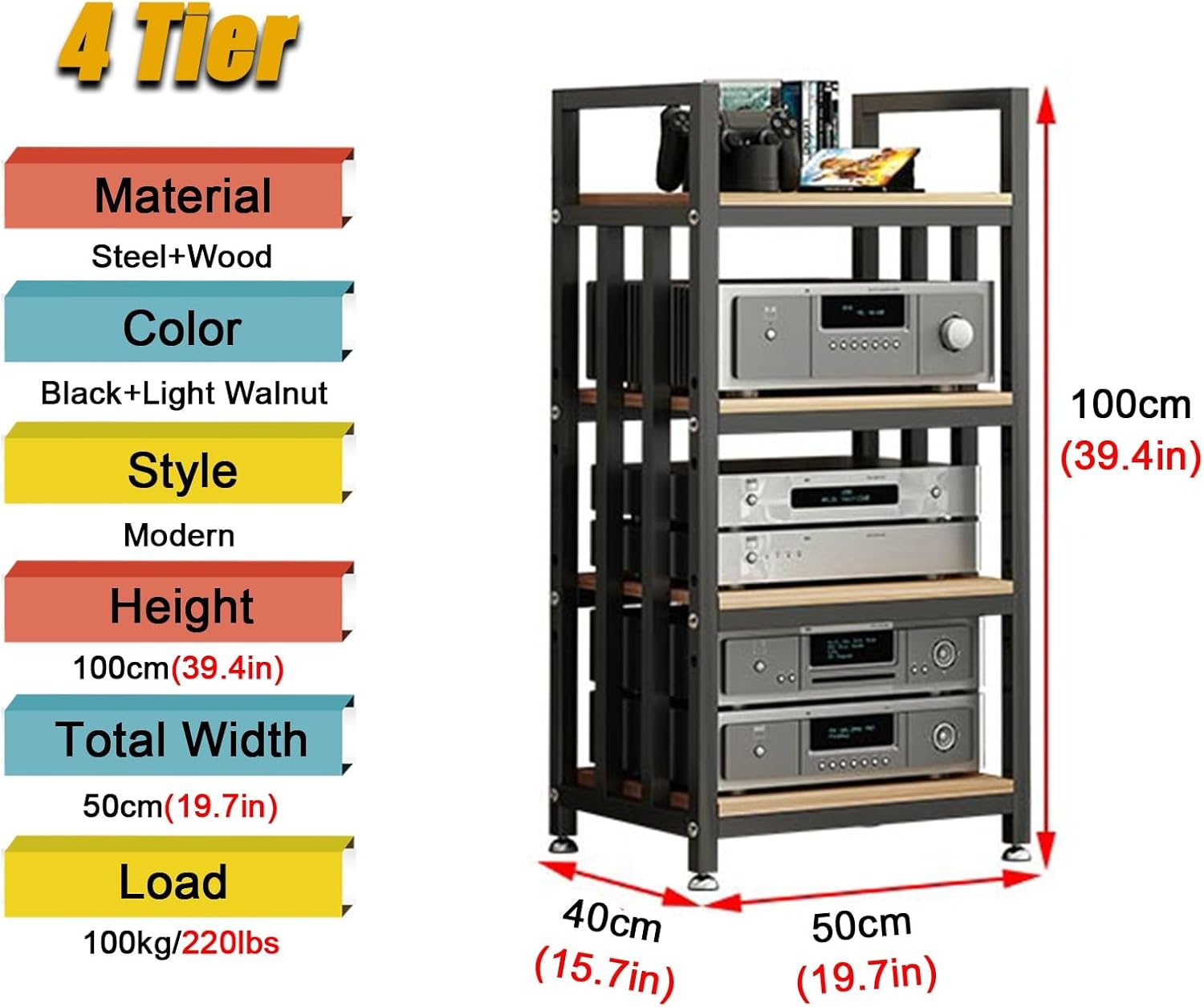 LZMZMQ Home Stereo Rack System with Non-Slip Foot Pad