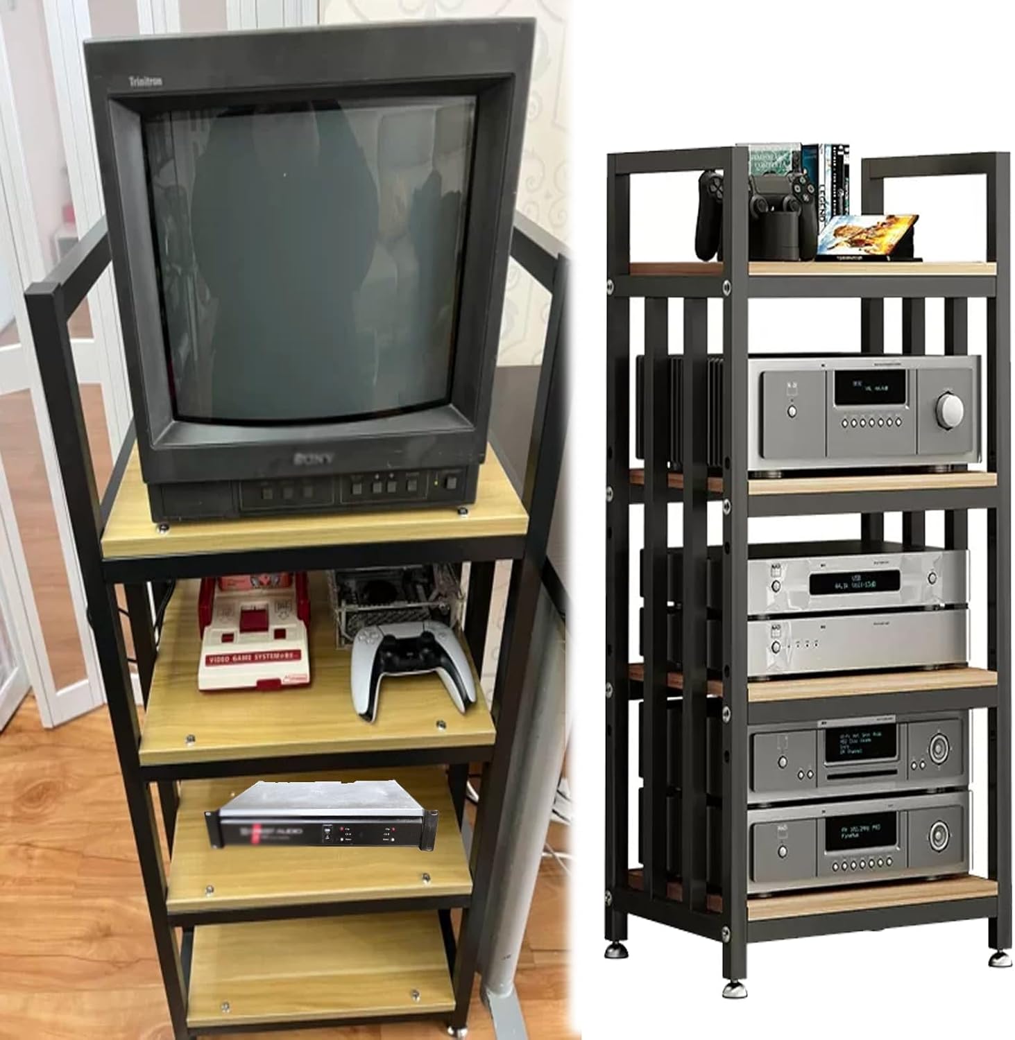 Black Floor Stereo Racks and Stands - 100cm Height