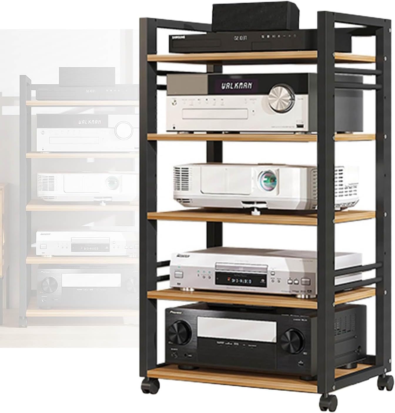 Media Stand 5-Tier AV Media Storage Cabinet