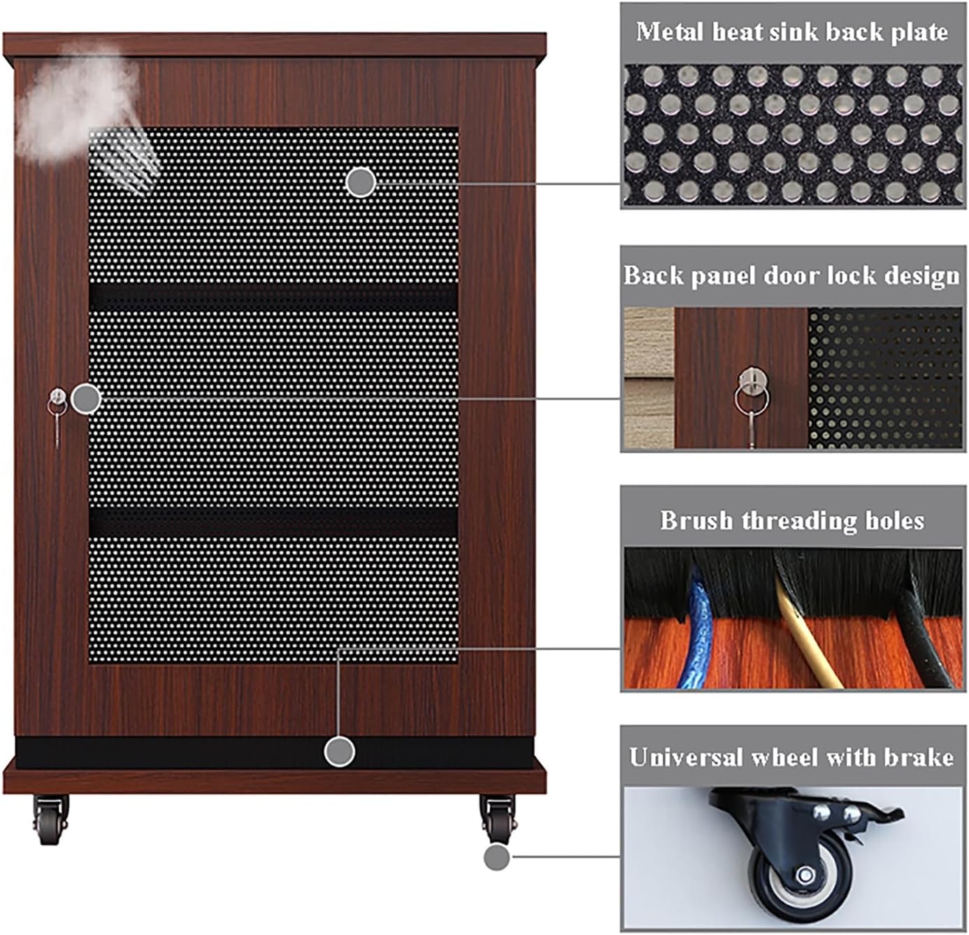 HONGKEFIT Heavy Duty 16U Floor Network Rack with Lockable Wheels