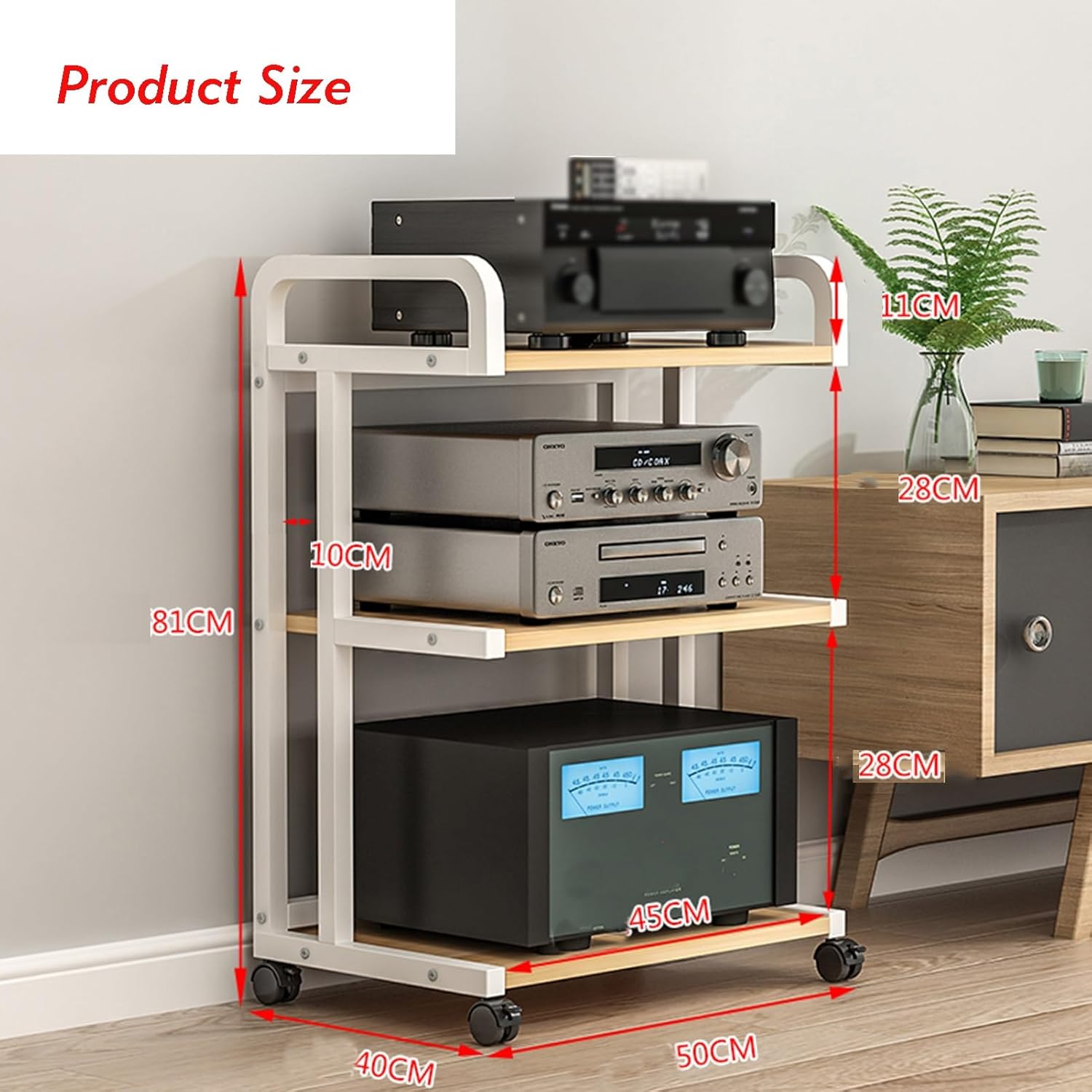 YLQFGUVWK 4-Tier AV Media Stand Corner Rack Wooden Corner Rack Component Cabinet Stereo Rack Sound Tower for Home/Office/DJ/Theatre (Color : Color 3
