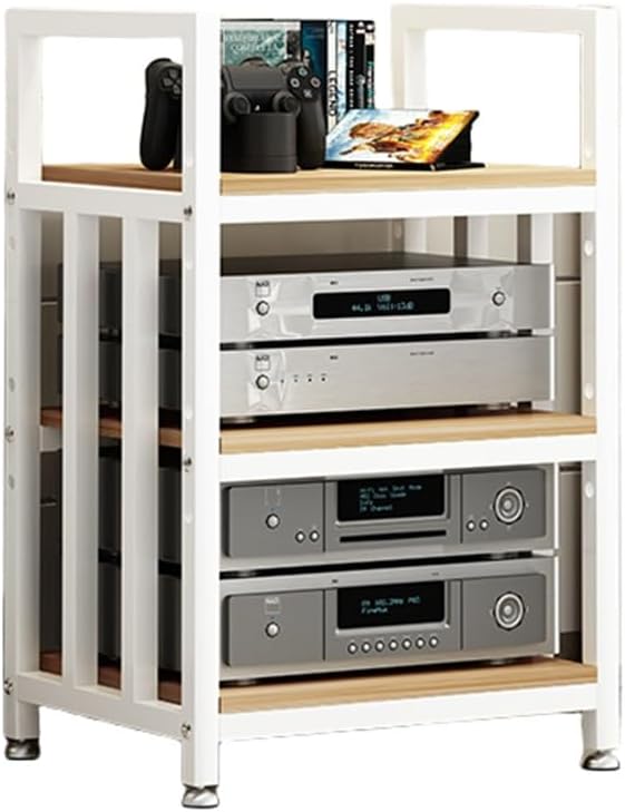 KGPGNYMYHA Mobile Record Player Stand 4 Tier Heavy Duty Media Stand Audio Component Rack HiFi Amplifier Rack Entertainment Center Shelves For AV Media CD Player(Natural