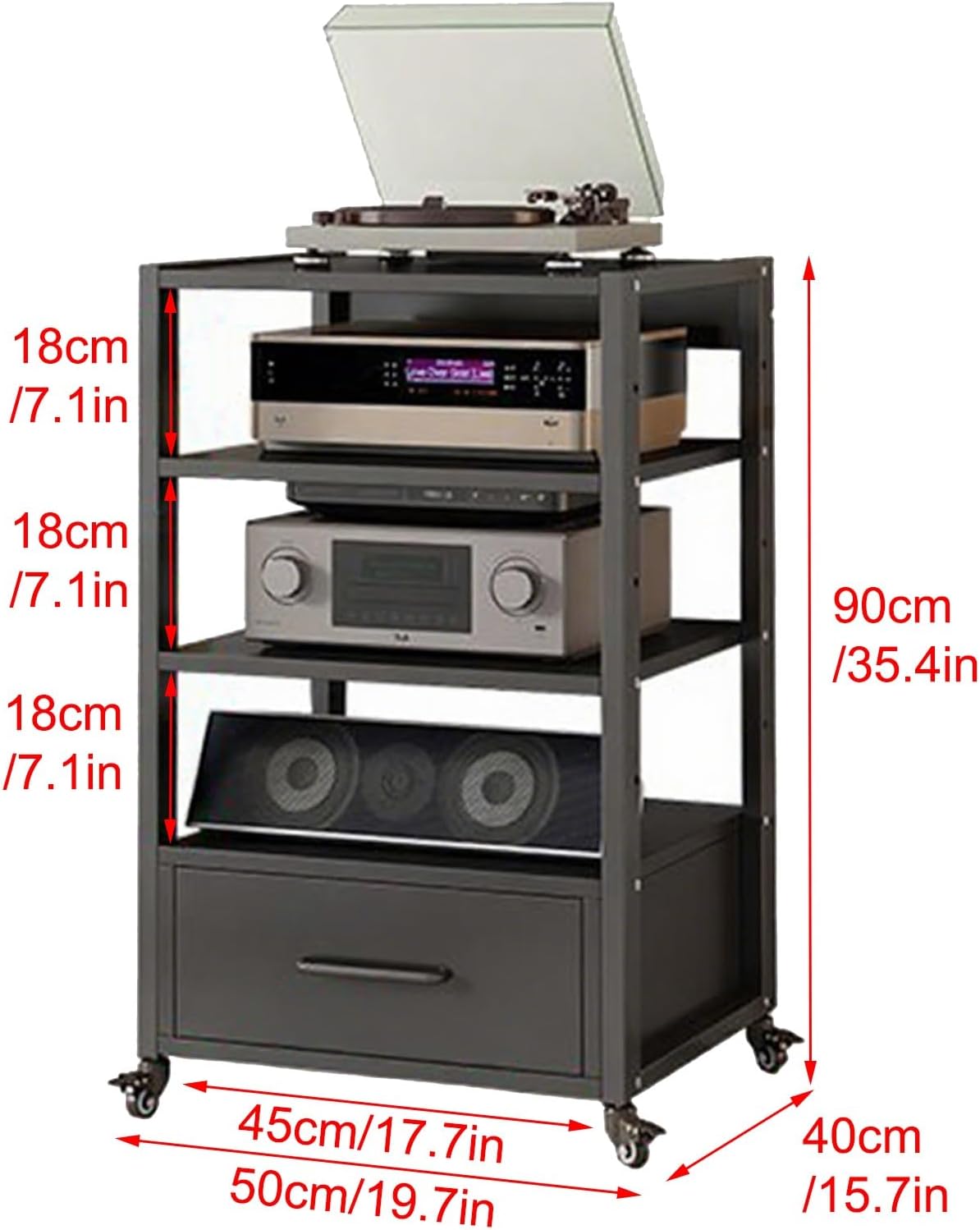 Audio Tower Rack with Adjustable Shelves Stereo Stands and Racks