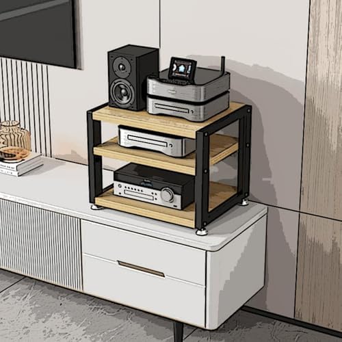 Teak 4-Tier Desktop Stereo Cabinet - Audio Rack & Media Storage for Amplifiers