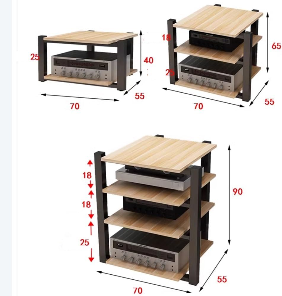 DLYZAYE 4 Tiers Av Media Stand Corner Shelf Audio Rack Media Player Stand Stereo Cabinet Open Media Cabinet Floorstanding Audio Component Cabinet for Home/Office/Audio Video/Living Room