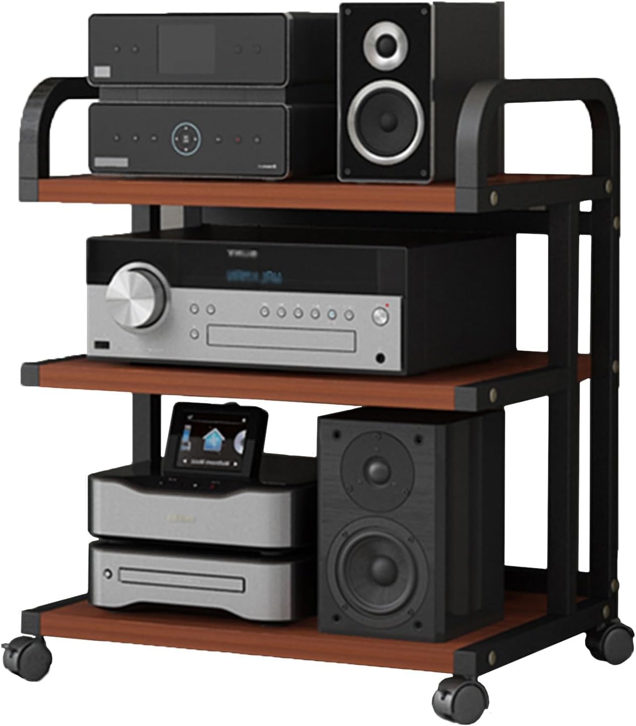 ZJKXJH Stereo Cabinets with Brown Turntable Shelf