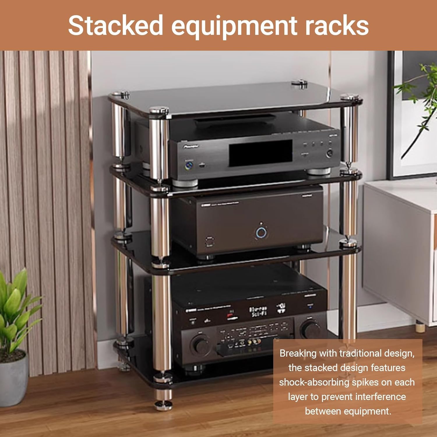 YITAYMLI 1/2/3/4 Tier AV Video Media Rack Stand