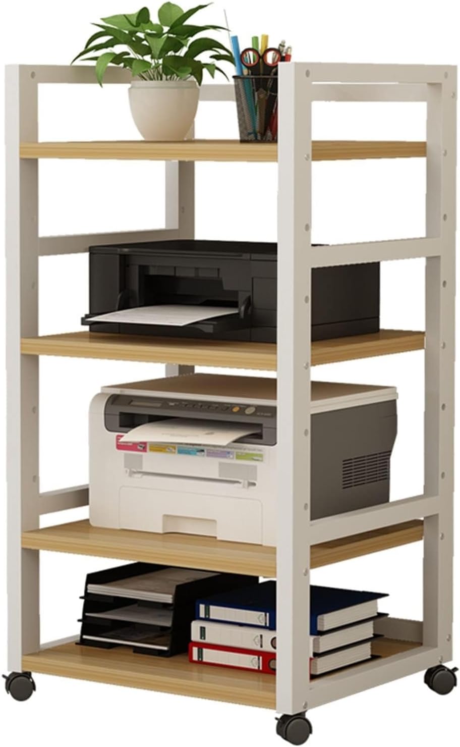 YLQFGUVWK 4 Tier AV Media Stand Corner Frame Wooden Corner Frame Component Cabinet Stereo Audio Rack Stand Tower Perfect for DVD Player for Home/Office/DJ/Theatre (Color : White