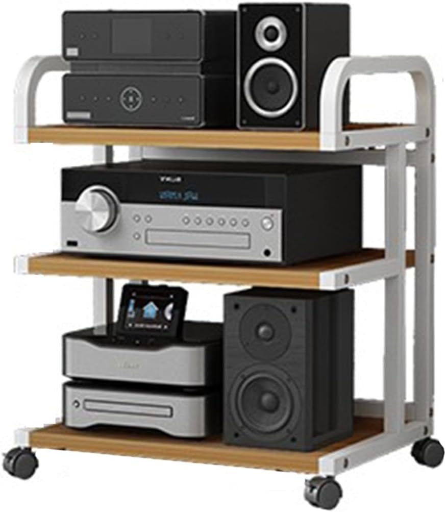 YLQFGUVWK 3 Layer Removable AV Media Stand CD Player Stand Stereo Component Storage Cabinet for Home/Office/Theater(Color 1)