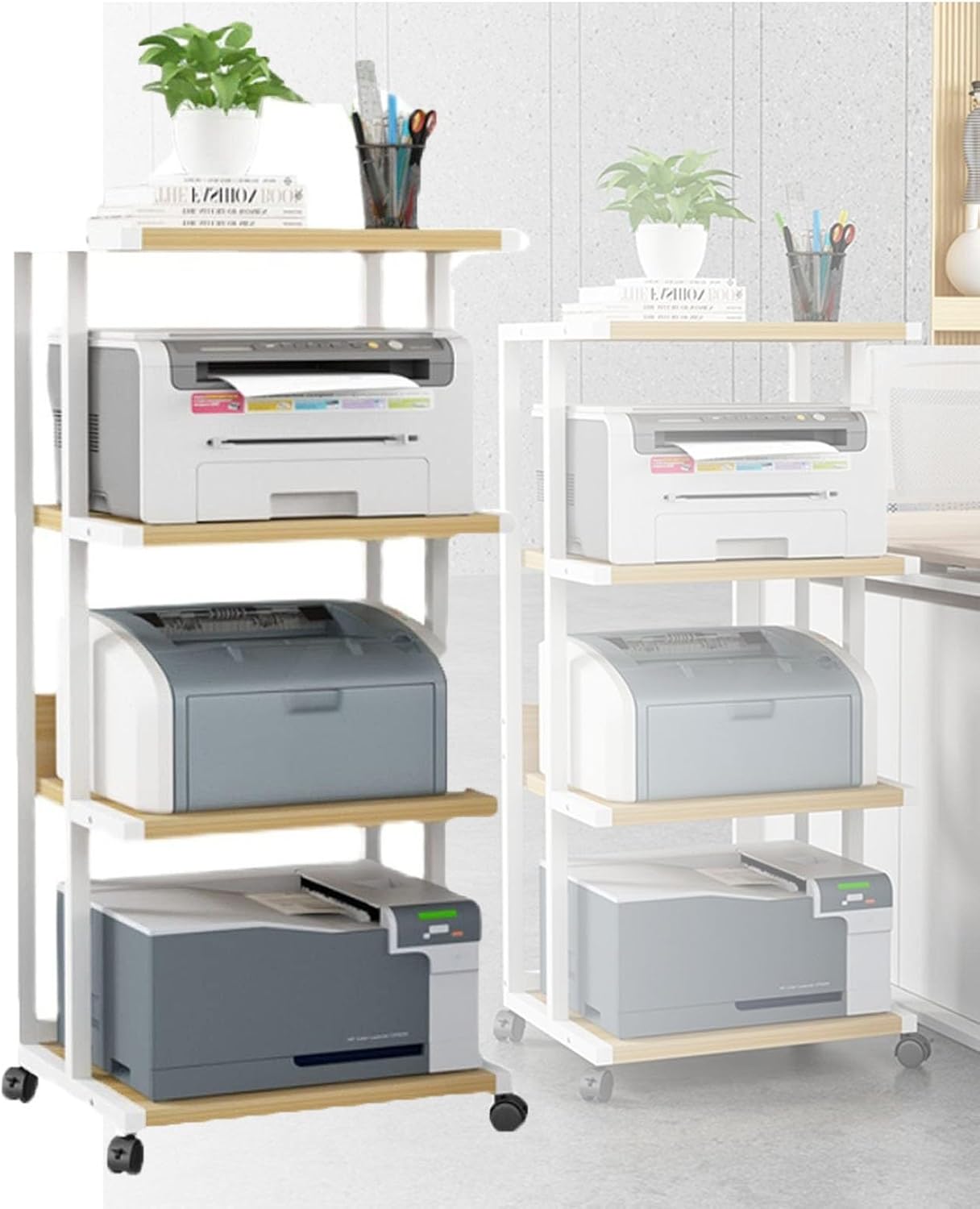 WUHUQN Media Stand 4-Tier AV Media Cabinet Stand Component Cabinet