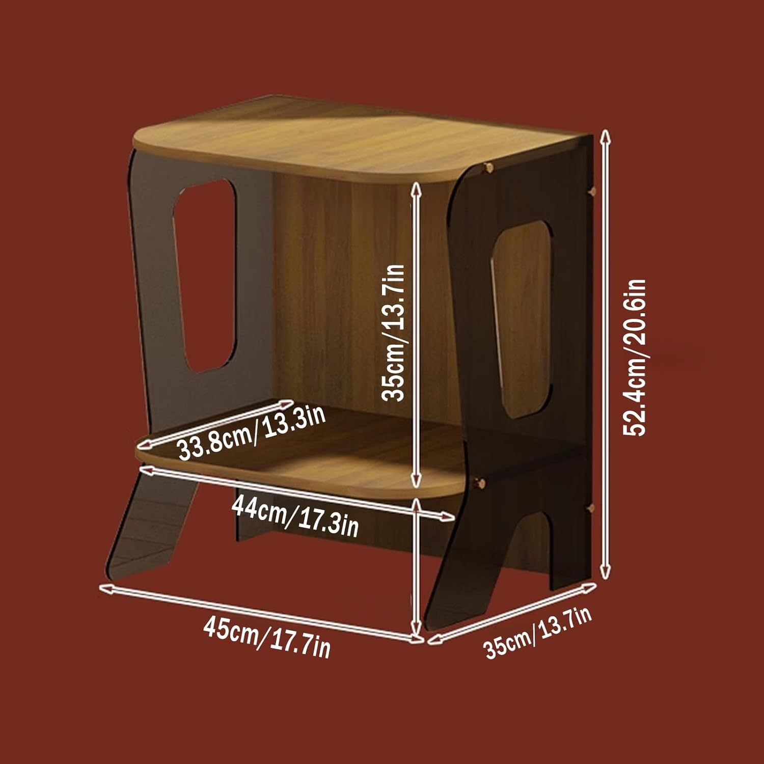 LYXWGRZD Record Player Stand Wood Acrylic CD Holder Desk Rack Retro Small Vinyl Record Holder