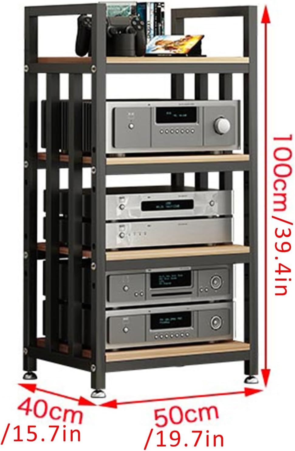 4-Tier AV Media Stand Corner Shelf
