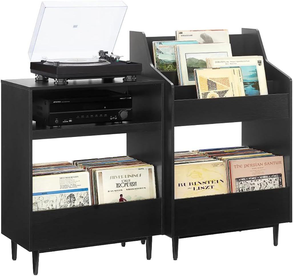 Crosley Furniture Liam 2-Piece Turntable Record Player Stand and Vinyl Storage