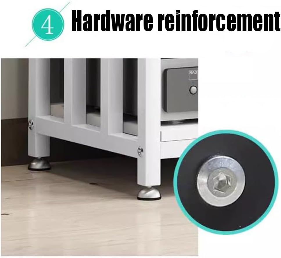 KGPGNYMYHA Heavy Duty Audio Rack 4-Tier AV Media Stand with Wheel Audio Component Mobile Rack Stereo Rack Height Adjustable Shelves DVD Players Stand(Natural