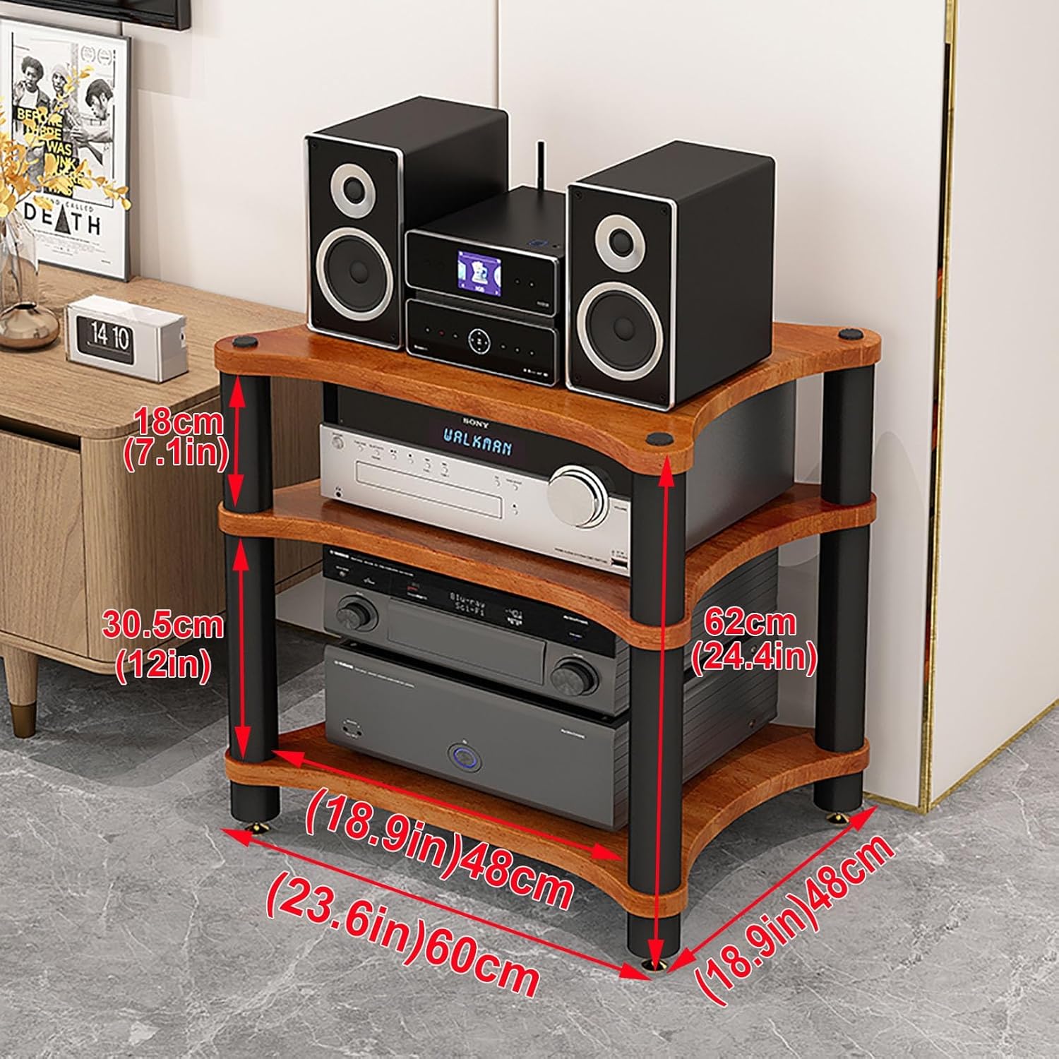 JIAHESHYP 2/3/4-Tier Media Racks and Component Cabinets