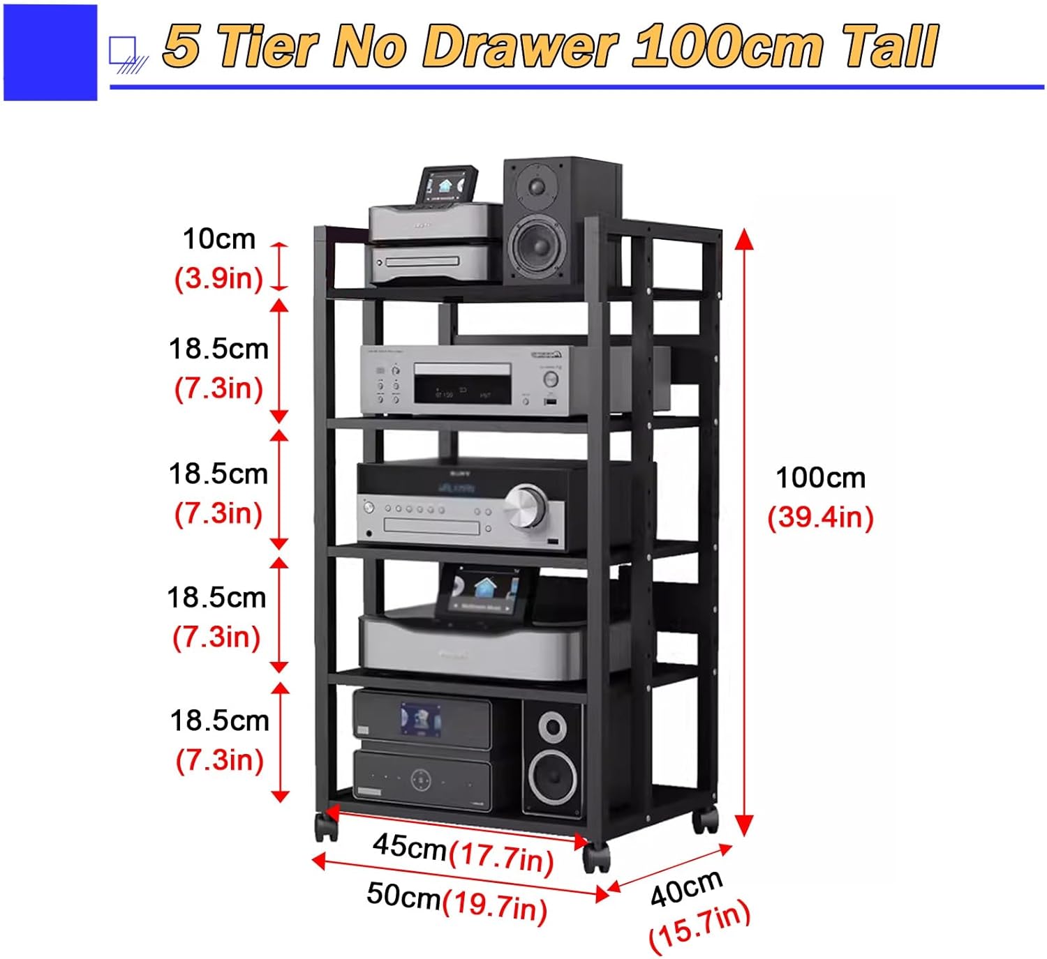 5/4/3/2-Tier AV Media Stand Vertical Storage Cabinet