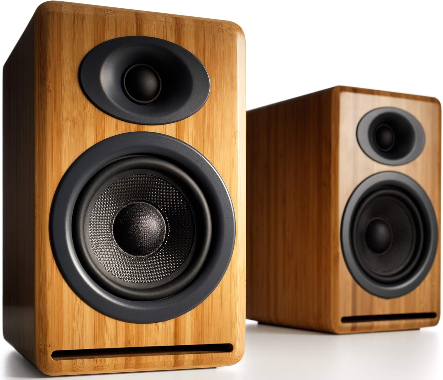 Audioengine P4 Bamboo Passive Bookshelf Speakers and S8 White Subwoofer