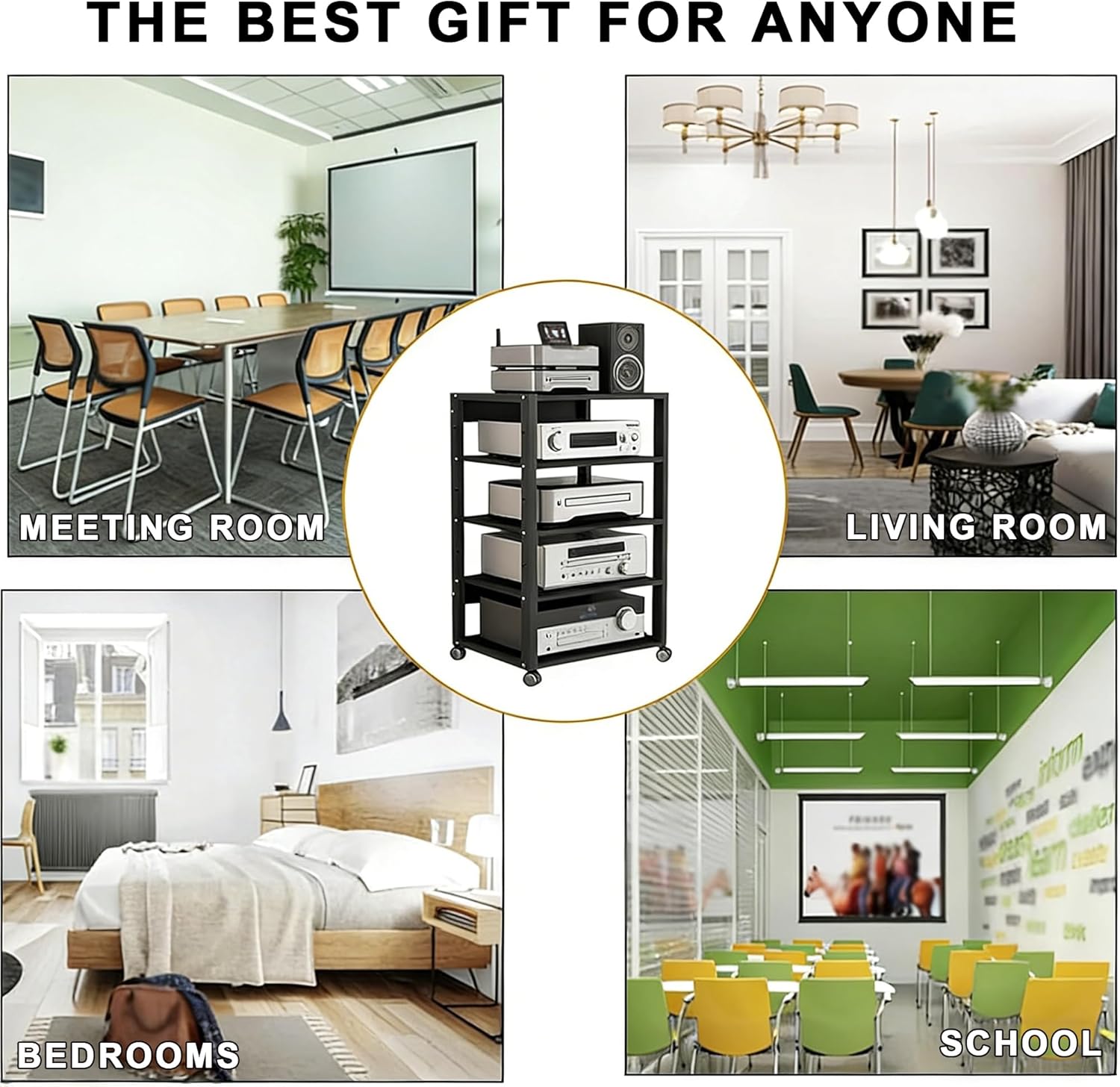 saun 5-Tier Audio Rack Tower