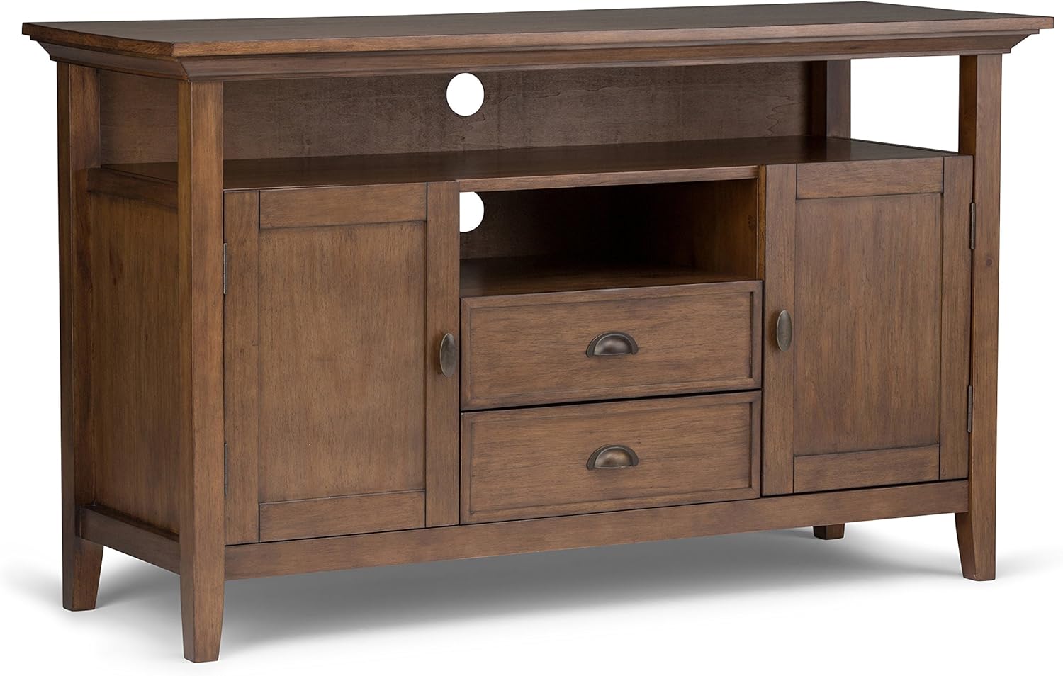 SIMPLIHOME Redmond TV Stand - 54 inch Wide Solid Wood Tall Media Console in Rustic Natural Aged Brown