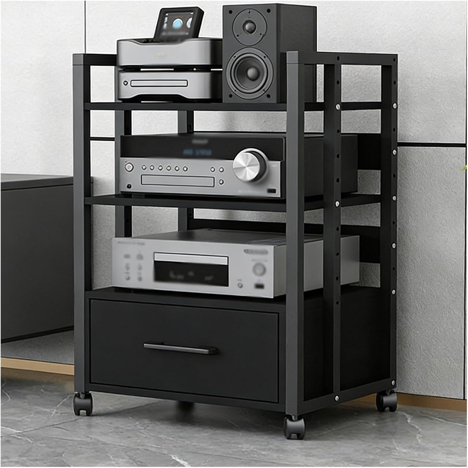 YLLFFLL 3 Shelf Audio Component Rack Tower Media Stereo Stand Equipment Shelves