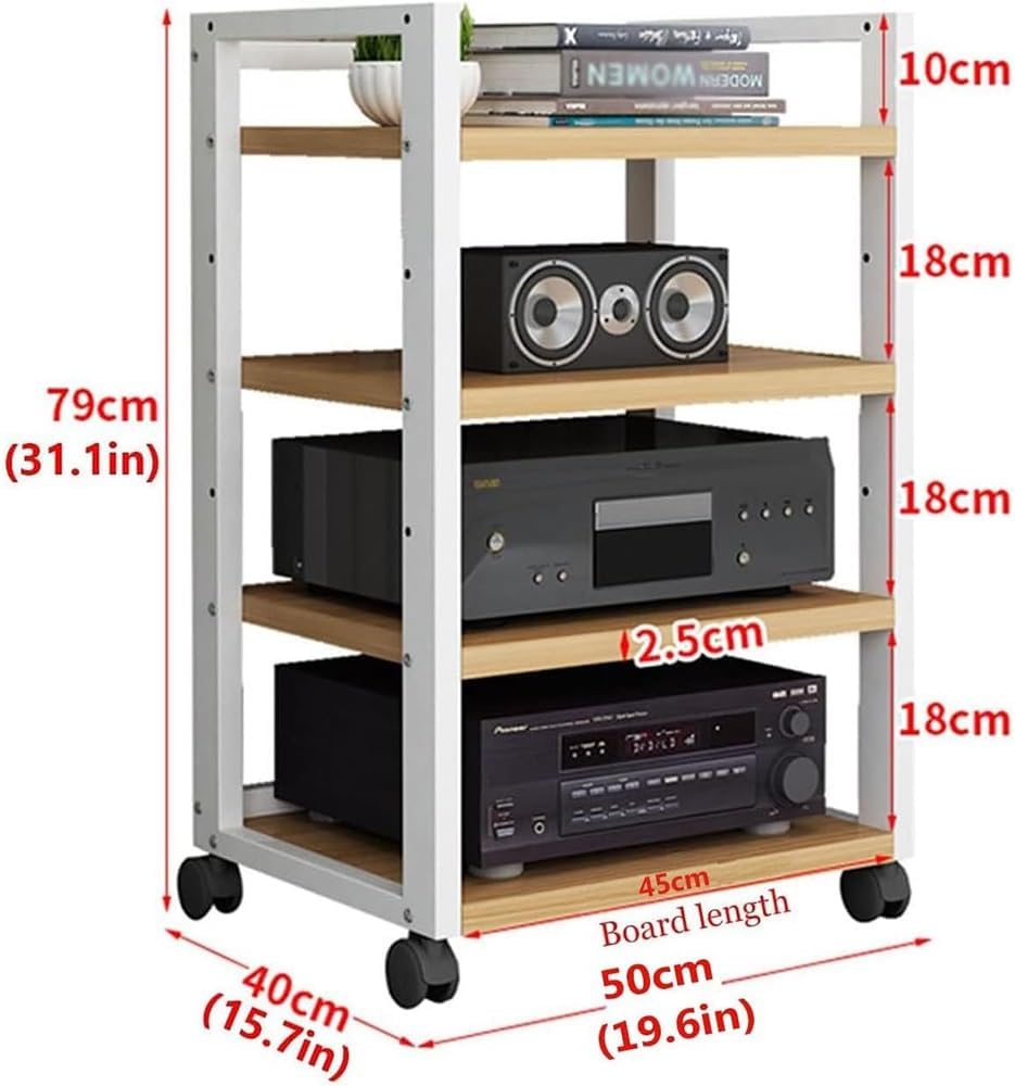 BIUBPW Media Stand 4 Tier 31in Tall Audio Video Component Cabinet
