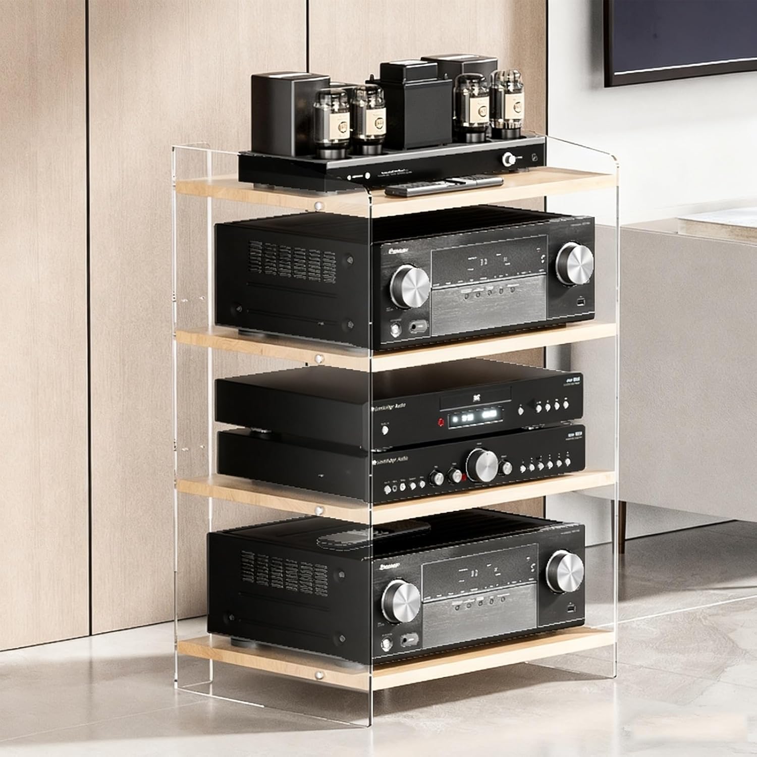 YITAYMLI 3/4 Tier AV Stereo Cabinet Acrylic Frame