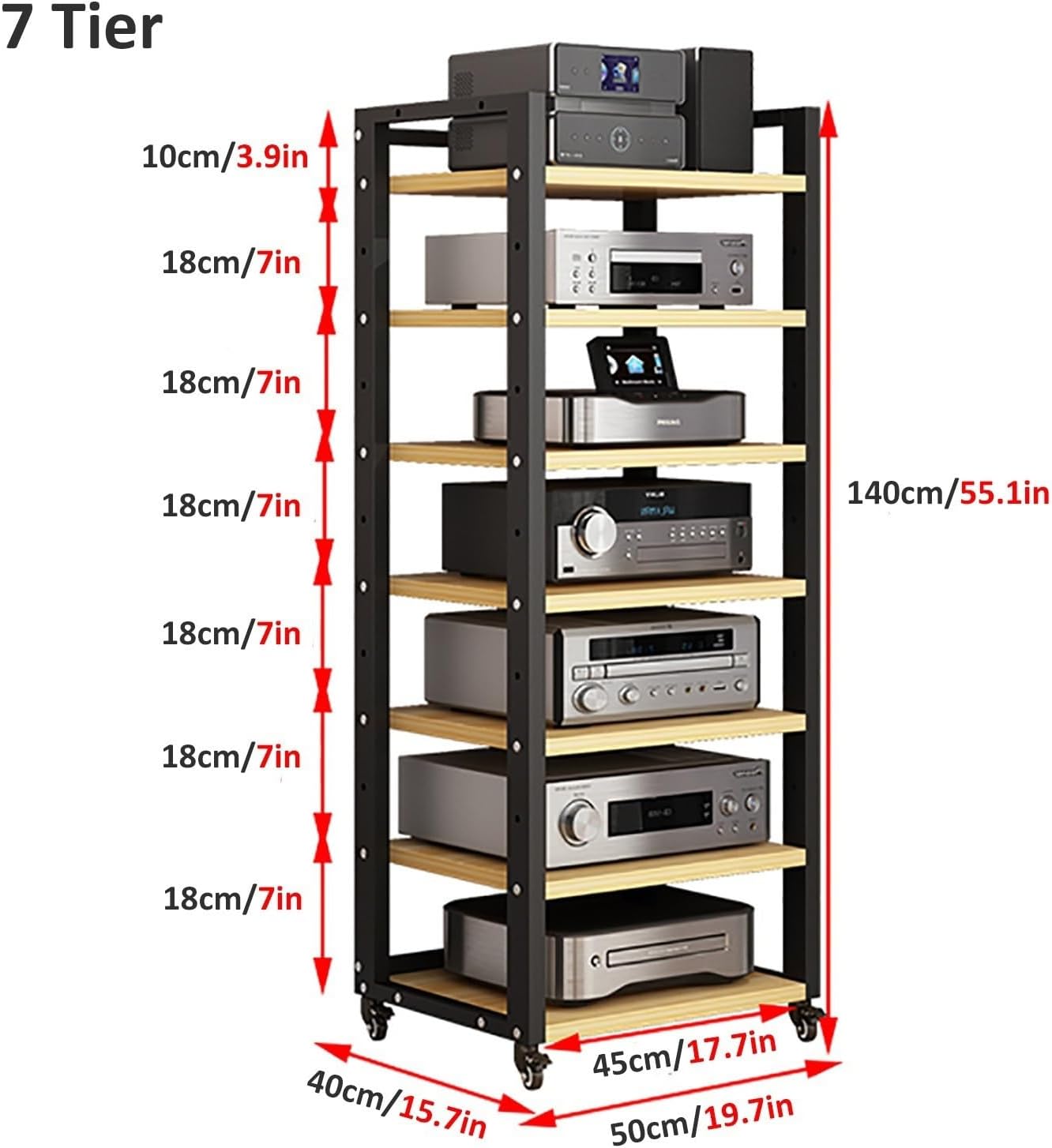 OMKUOSYA 5 6 7 Tier AV Media Cabinet Stand
